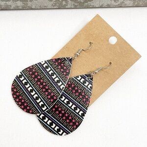 Pattern print teardrop hand made earrings